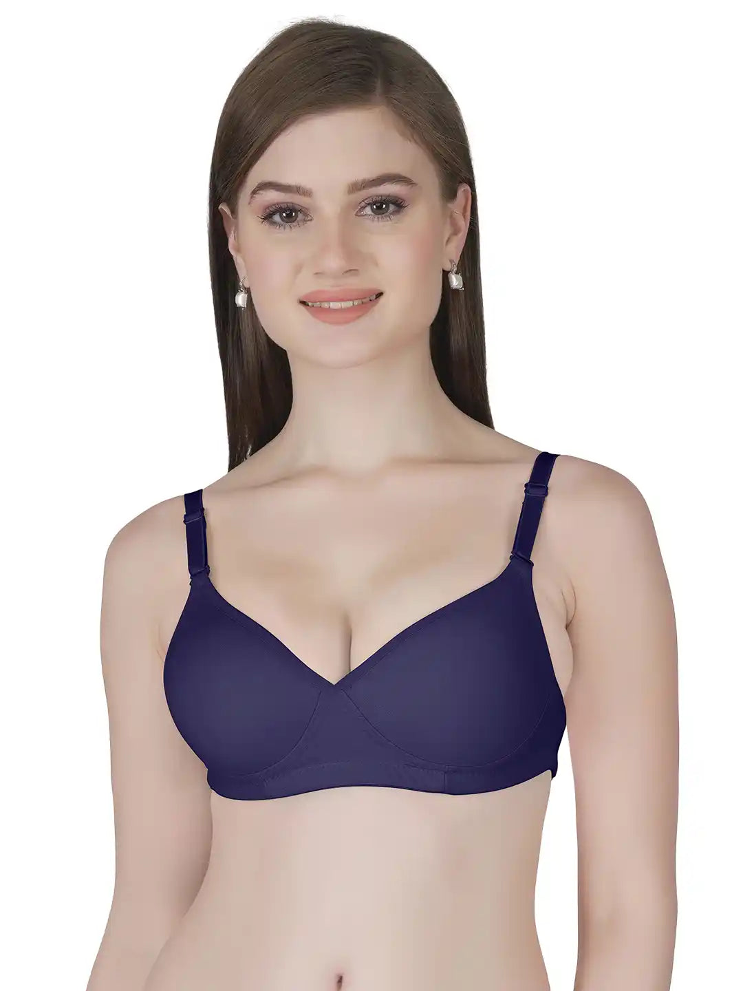 Sushme Transparent Lightly Padded Backless Bra - Cotton Rich - Seamless, Full Coverage, Multiway Straps - T-Shirt Bra (Sushme 516-NBLU)