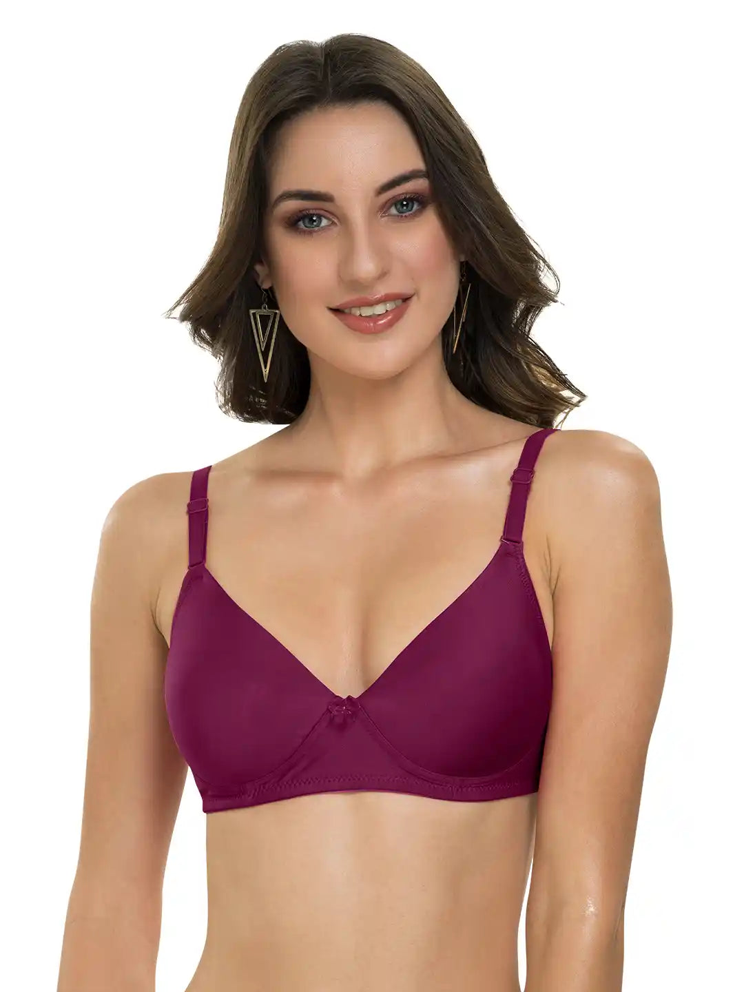 Sushme Heavily Padded Semi Push-Up Bra - Soft Polyamide Fabric - 3/4th Coverage, Wireless, Multiway Straps, Seamless - Everyday T-Shirt Bra (Sushme-199-MG)