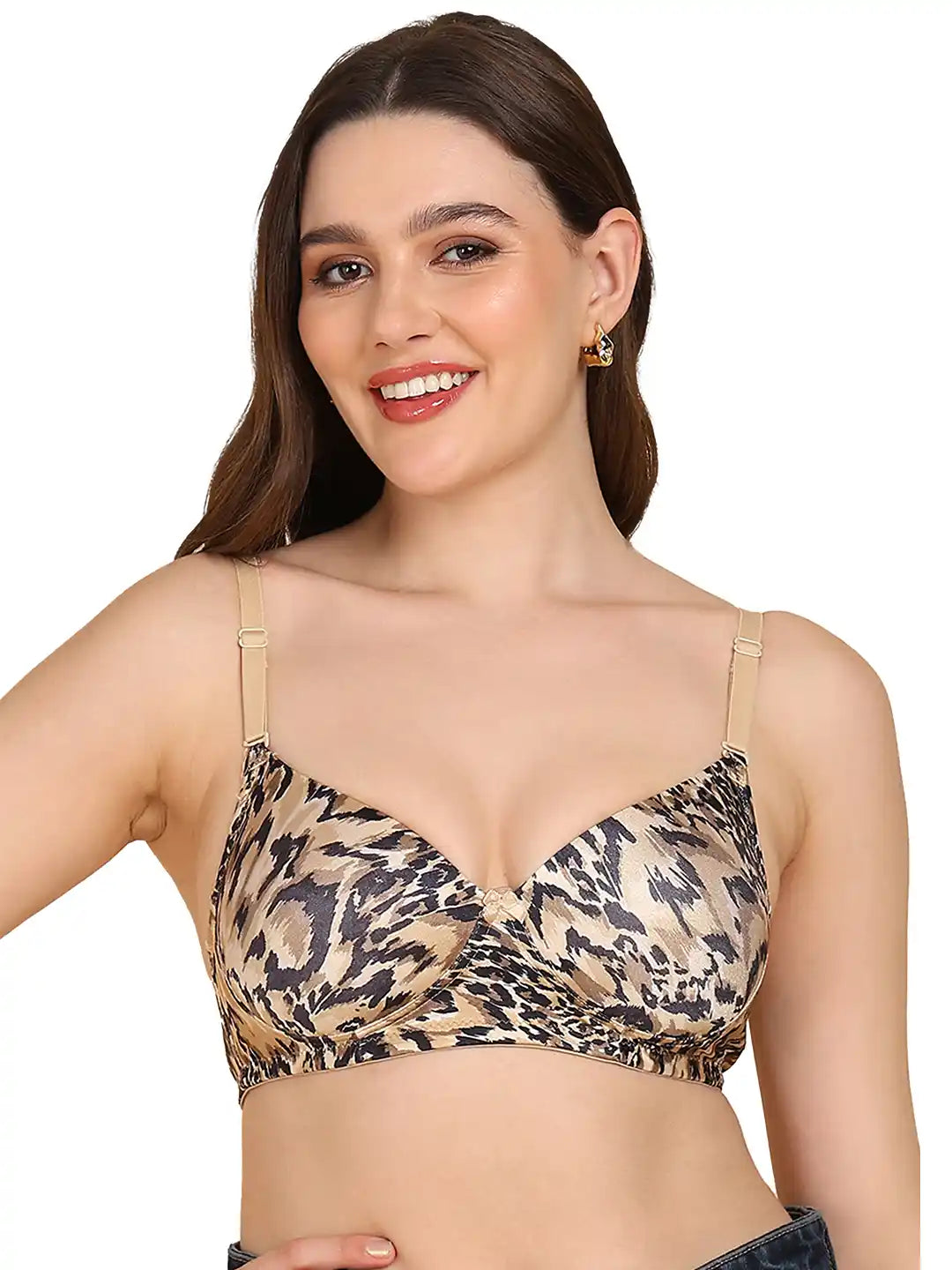 Sushme Backless Transparent Back Bra - Lightly Padded - Soft Polyamide Fabric - Seamless, Full Coverage, Multiway Straps - T-Shirt Bra (Sushme 19950-PRINTED)