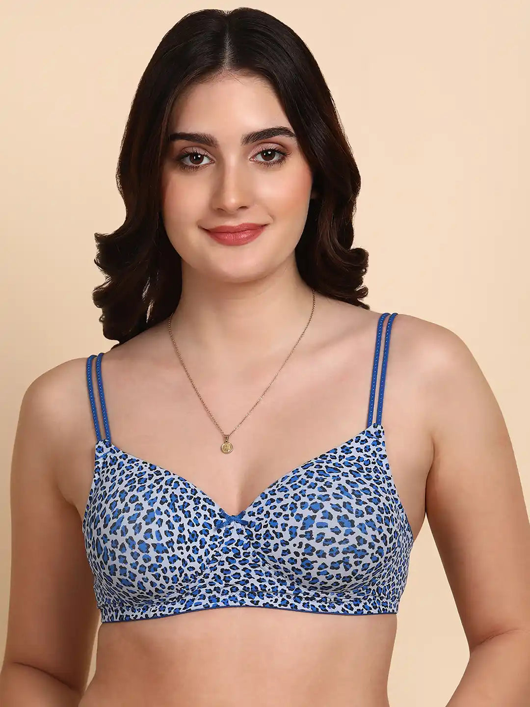 Sushme Backless Transparent Back Bra - Lightly Padded - Soft Polyamide Fabric - Seamless, Full Coverage, Multiway Straps - T-Shirt Bra (Sushme 19206-PRINTED)