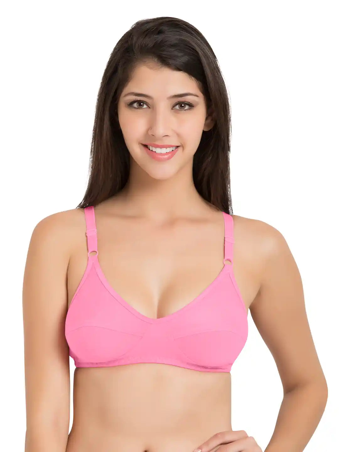 Sushme 100% Cotton Minimizer Bra - Non-Padded - Full Coverage - Regular Straps, Wireless - Seamed Bra (Sushme 35-BPK)