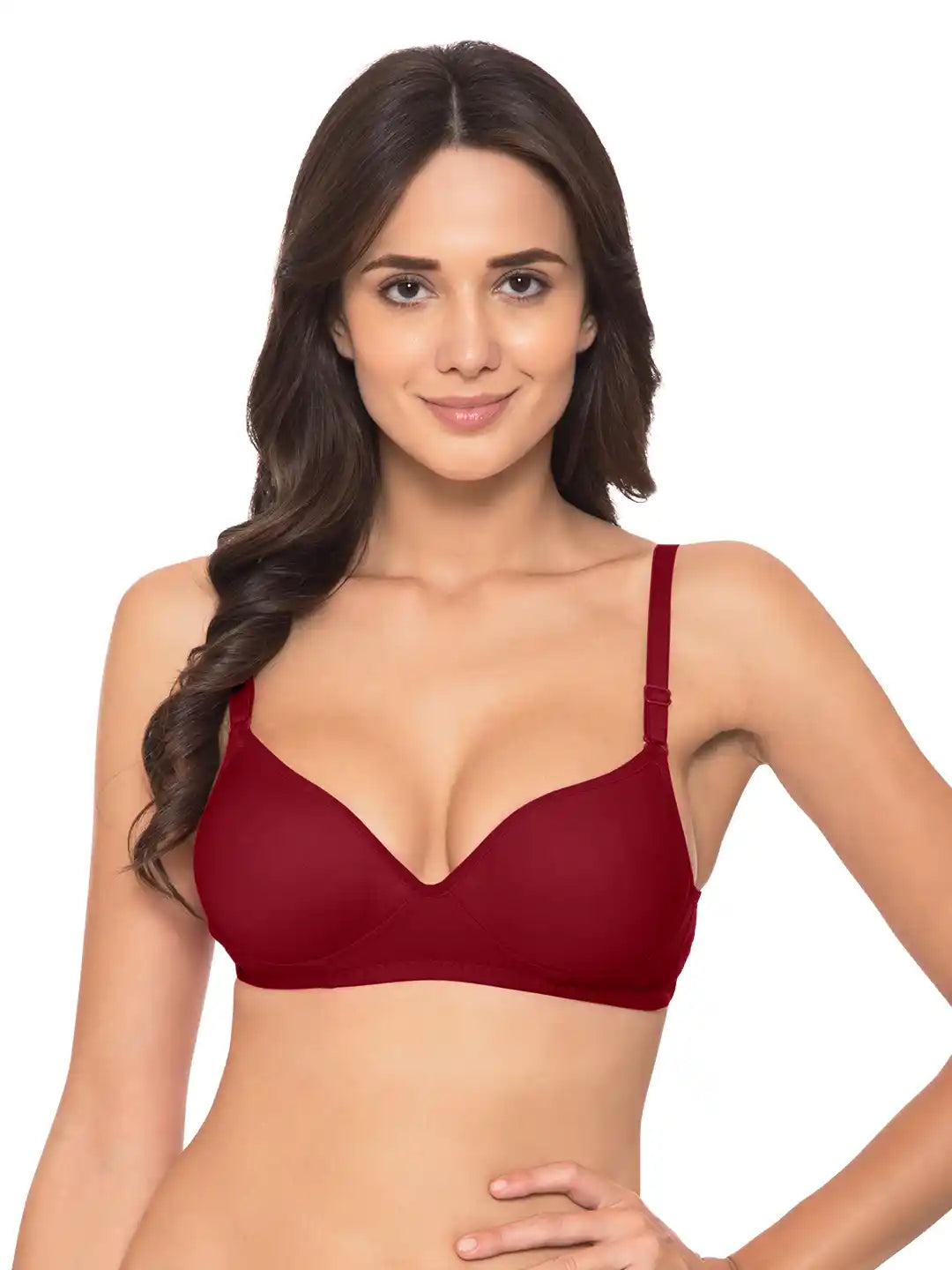 Sushme Heavily Padded Push-Up Bra - Cotton Rich - Balconette - 3/4th Coverage, Seamless, Wireless, Multiway Straps - T-Shirt Bra (Sushme 15-WIN)