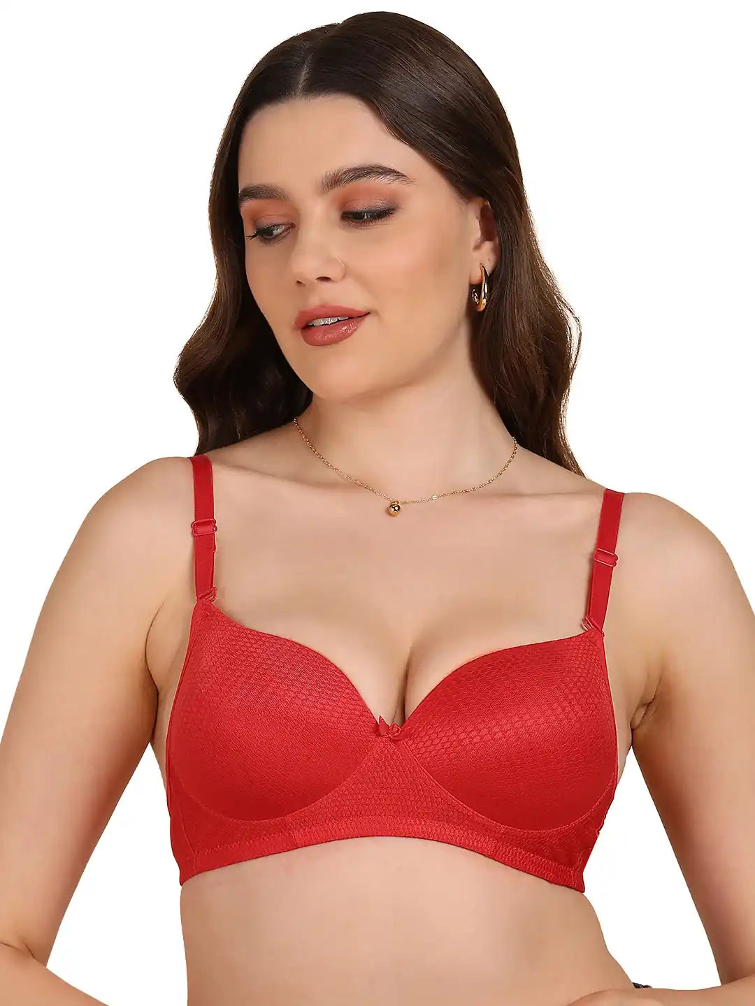 Sushme Medium Padded Cotton Rich Bra - Full Coverage, Seamless, Multiway Straps, Wirefree Everyday T-Shirt Bra (Sushme 15330-PRINTED)