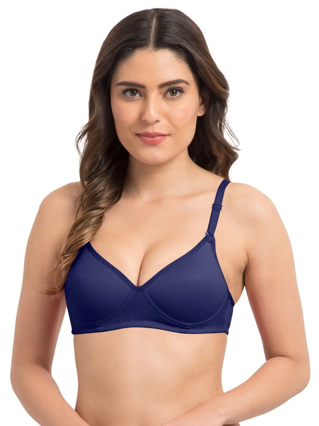 Sushme Super Soft Medium Padded Bra - Cotton Rich - Full Coverage - Wirefree - Multiway Straps - Seamless T-shirt Bra (Sushme 5413-NBLU)