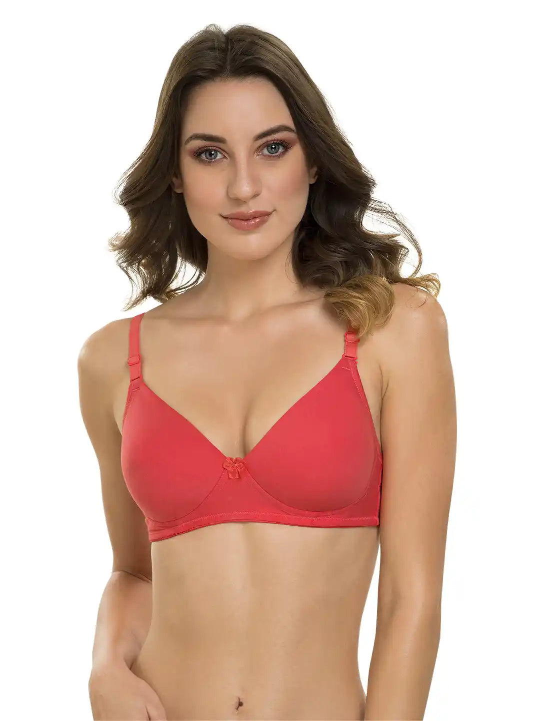 Sushme Heavily Padded Semi Push-Up Bra - Soft Polyamide Fabric - 3/4th Coverage, Wireless, Multiway Straps, Seamless - Everyday T-Shirt Bra (Sushme-199-CRL)