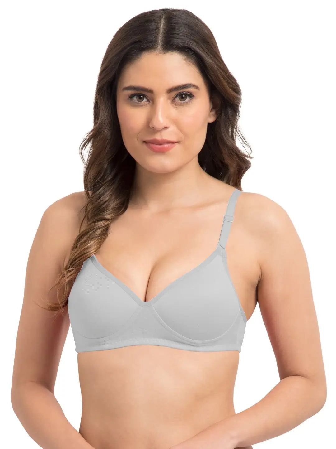 Sushme Super Soft Medium Padded Bra - Cotton Rich - Full Coverage - Wirefree - Multiway Straps - Seamless T-shirt Bra (Sushme 5413-GRY)