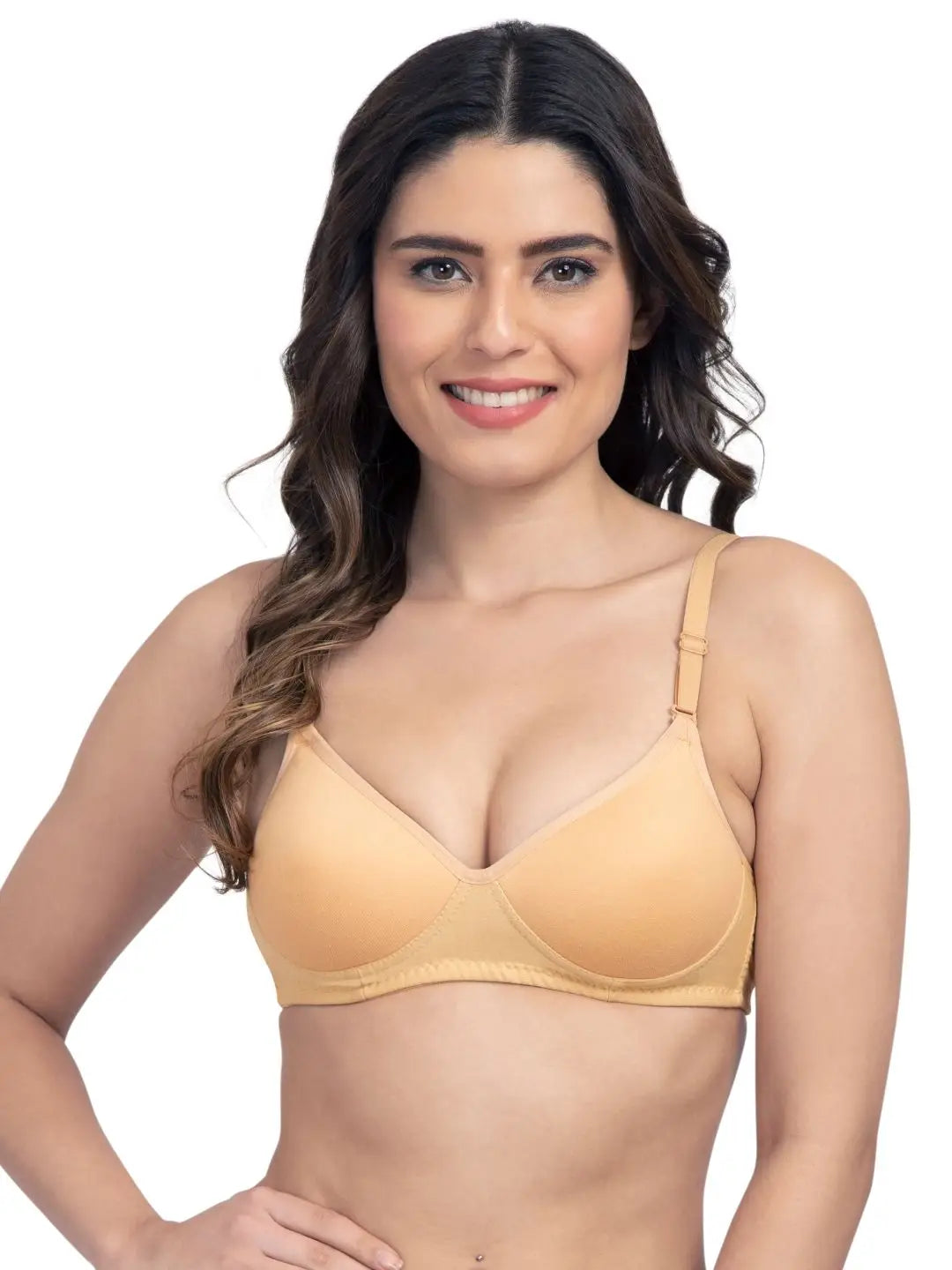 Sushme Super Soft Medium Padded Bra - Cotton Rich - Full Coverage - Wirefree - Multiway Straps - Seamless T-shirt Bra (Sushme 5413-SK)