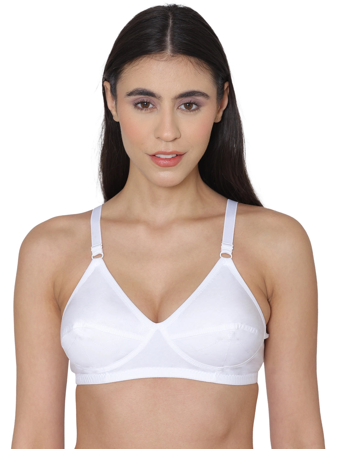 Sushme Minimiser Full Figure Bra - 100% Cotton - Non-Padded - Full Coverage, Wireless Seamed Bra (Sushme 375-WH)