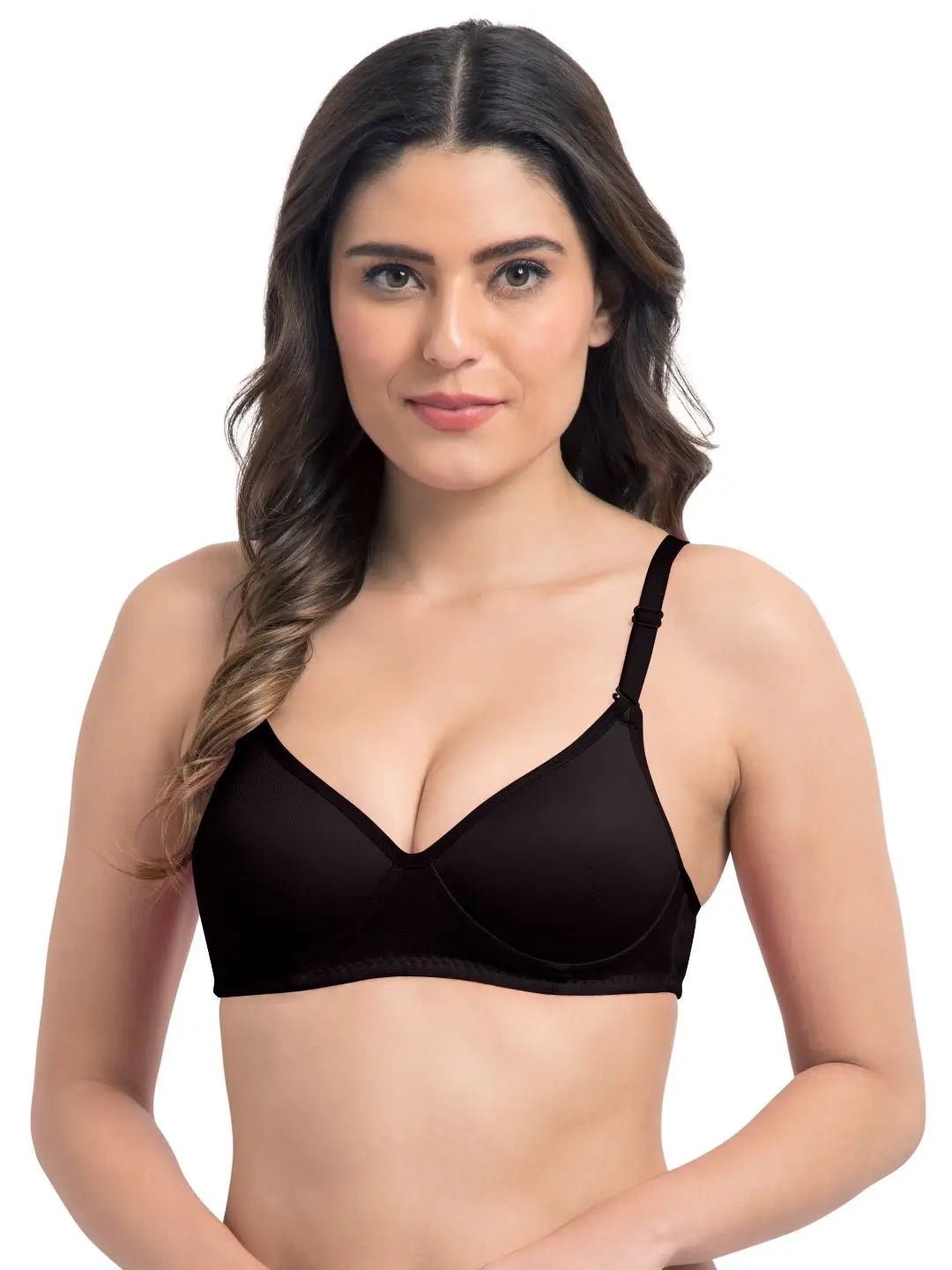 Sushme Super Soft Medium Padded Bra - Cotton Rich - Full Coverage - Wirefree - Multiway Straps - Seamless T-shirt Bra (Sushme 5413-BLK)