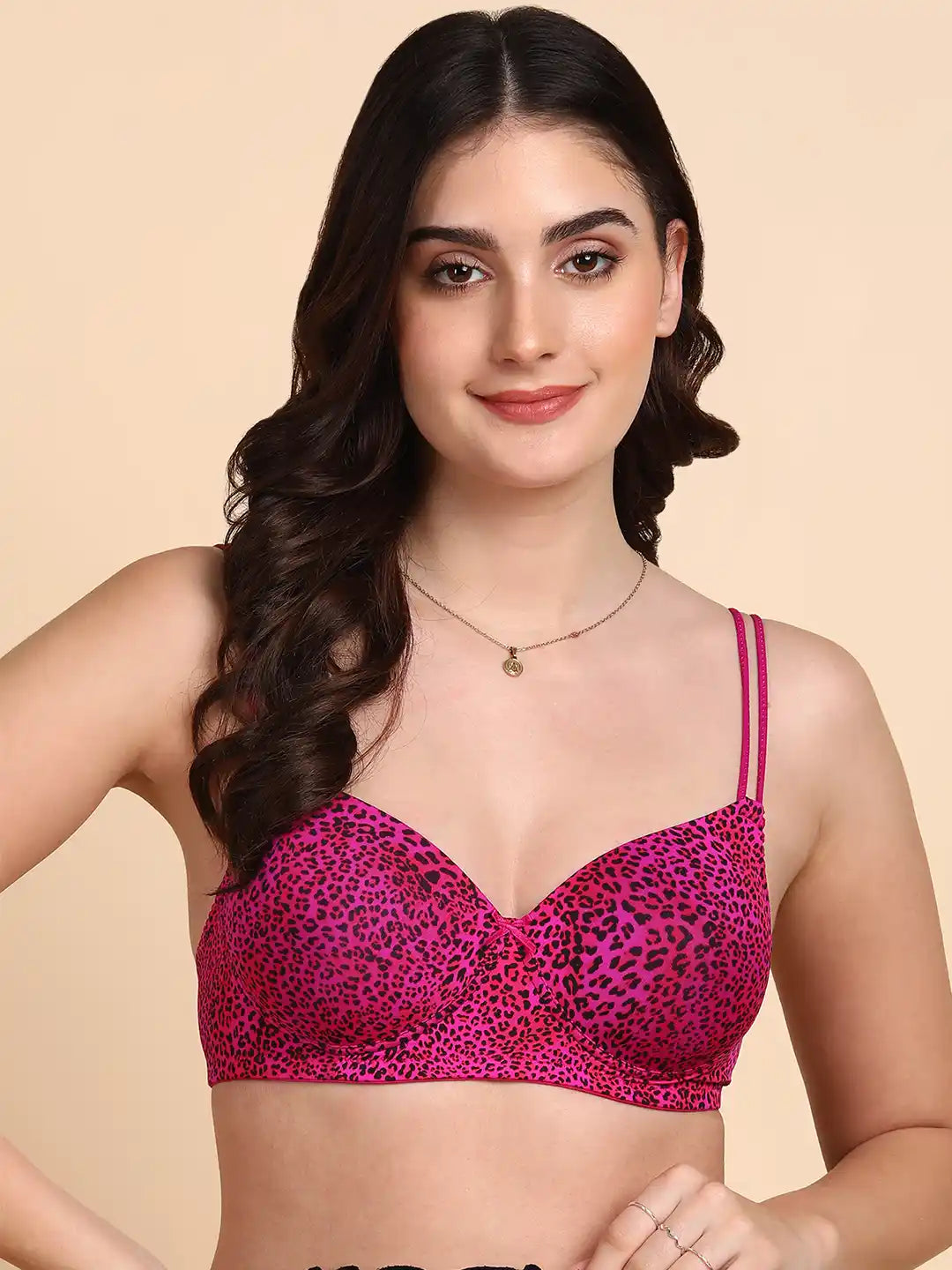 Sushme Backless Transparent Back Bra - Lightly Padded - Soft Polyamide Fabric - Seamless, Full Coverage, Multiway Straps - T-Shirt Bra (Sushme 19203-PRINTED)