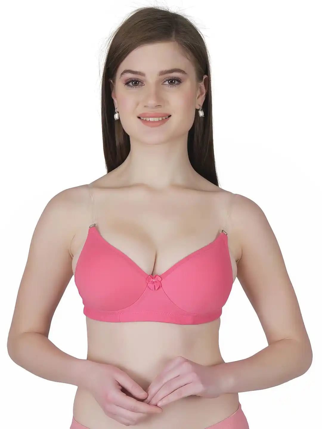 Sushme Transparent Lightly Padded Backless Bra - Cotton Rich - Seamless, Full Coverage, Multiway Straps - T-Shirt Bra (Sushme 516-CRL)