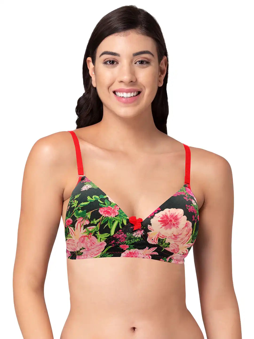 Sushme Backless Transparent Back Bra - Lightly Padded - Soft Polyamide Fabric - Seamless, Full Coverage, Multiway Straps - T-Shirt Bra (Sushme 19940-PRINTED)