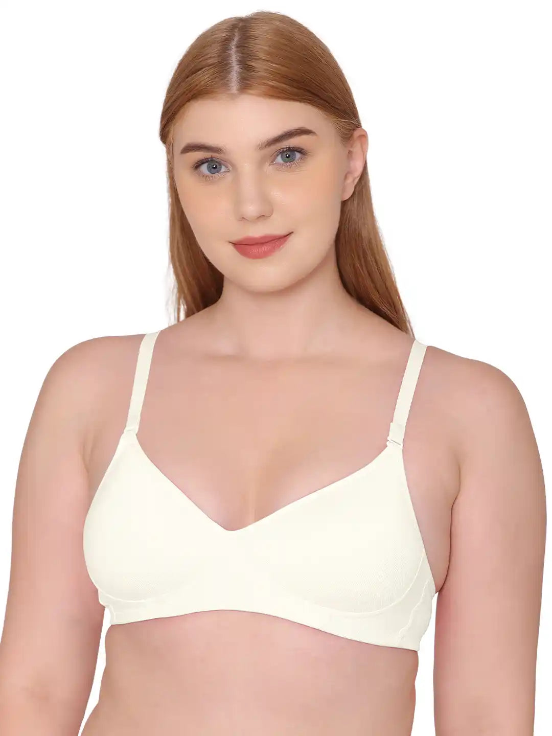Sushme Lightly Padded Super Soft Bra - Cotton Rich - Full Coverage, Multiway Straps, Wireless, Seamless- T-Shirt Bra (Sushme 611-OFFW)
