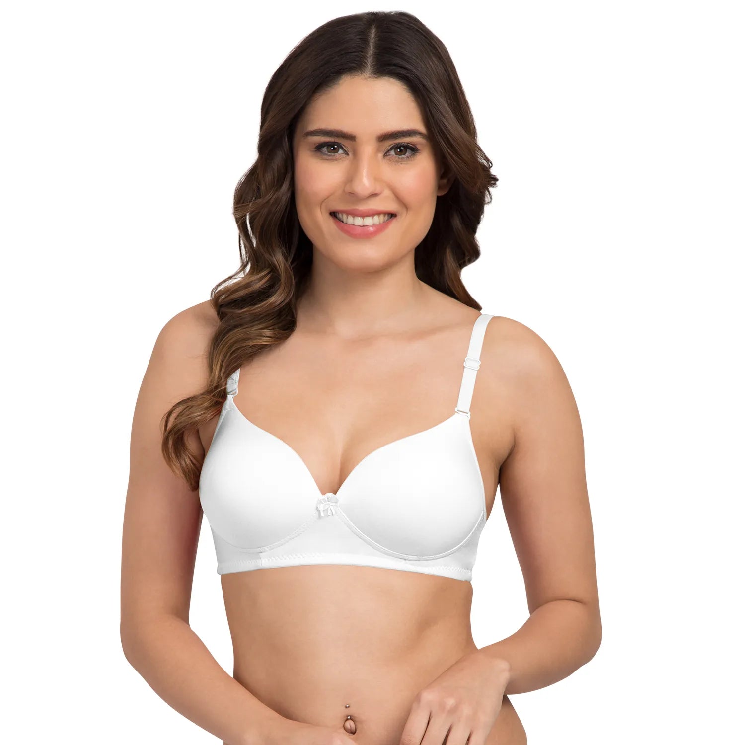 Sushme Lightly Padded Bra - Cotton Rich - Seamless, Full Coverage, Multiway Straps, Wirefree Everyday T-Shirt Bra (Sushme-1570-WH)