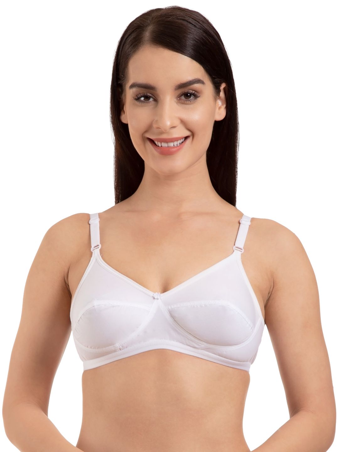 Sushme Choli Cut Cotton Bra - 100% Cotton - Non Padded - U Shaped back - Seamed, Wirefree, Full Coverage Bra (Sushme-113-WH)