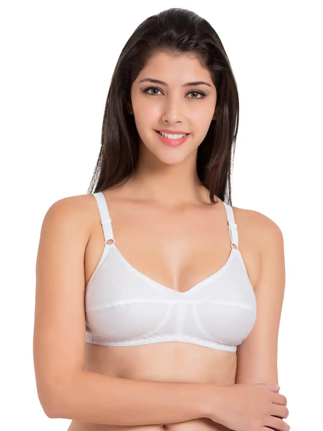 Sushme 100% Cotton Everyday Bra - Non-Padded - Minimizer - Full Coverage - Wireless, Regular Straps - Seamed Bra (Sushme-31-WH)