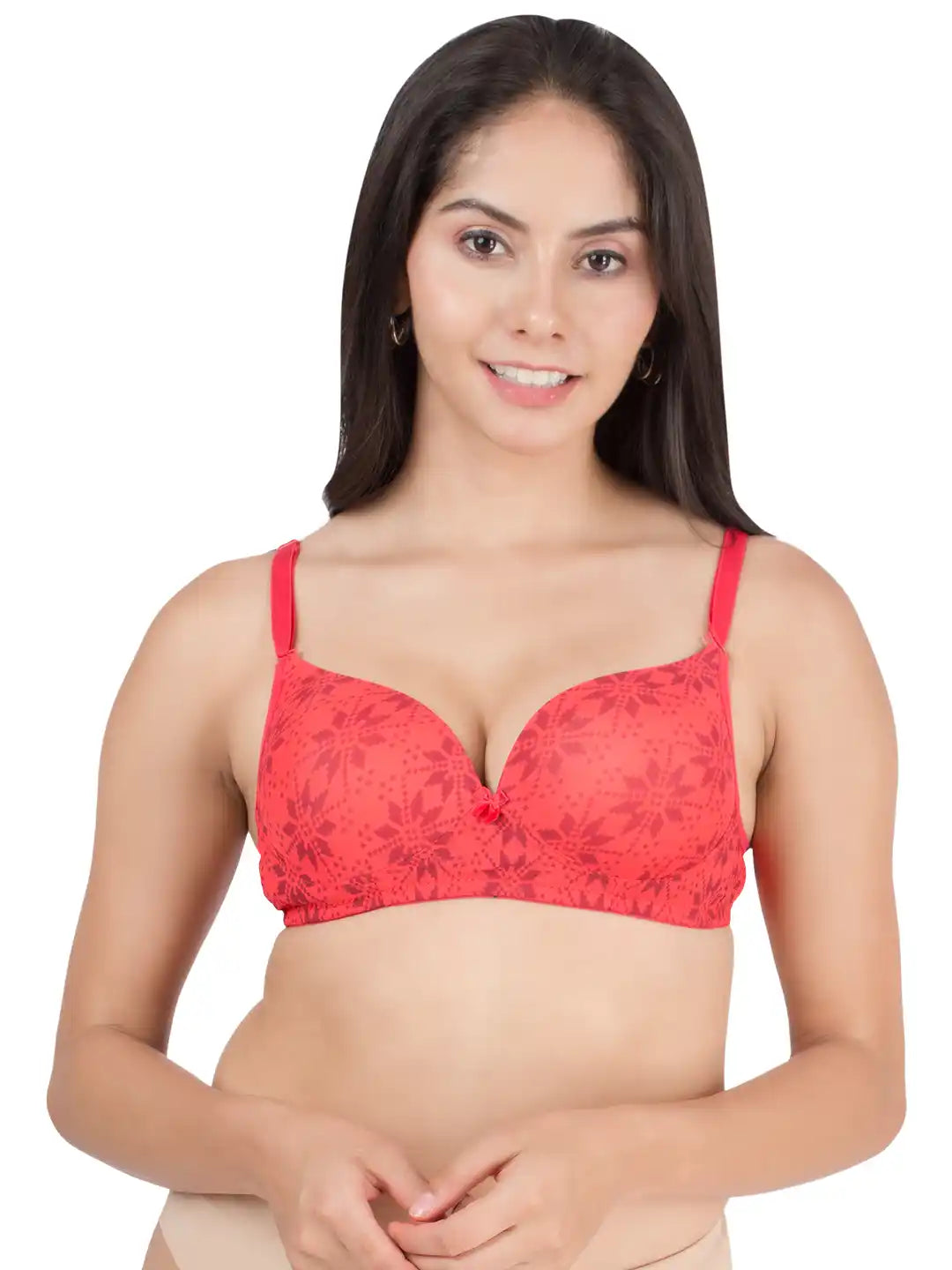 Sushme Medium Padded Cotton Rich Bra - Full Coverage, Seamless, Multiway Straps, Wirefree Everyday T-Shirt Bra (Sushme 15326-PRINTED)