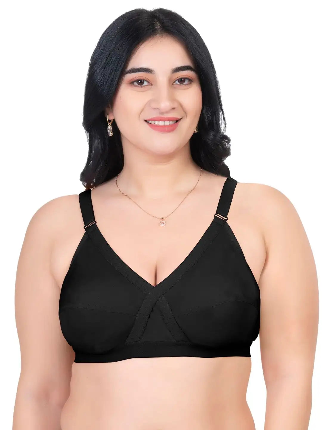 Sushme Minimiser Cross Fit Bra - 100% Cotton - Non-Padded - Full Coverage, Broad Straps, Wireless Seamed Bra (Sushme 325)