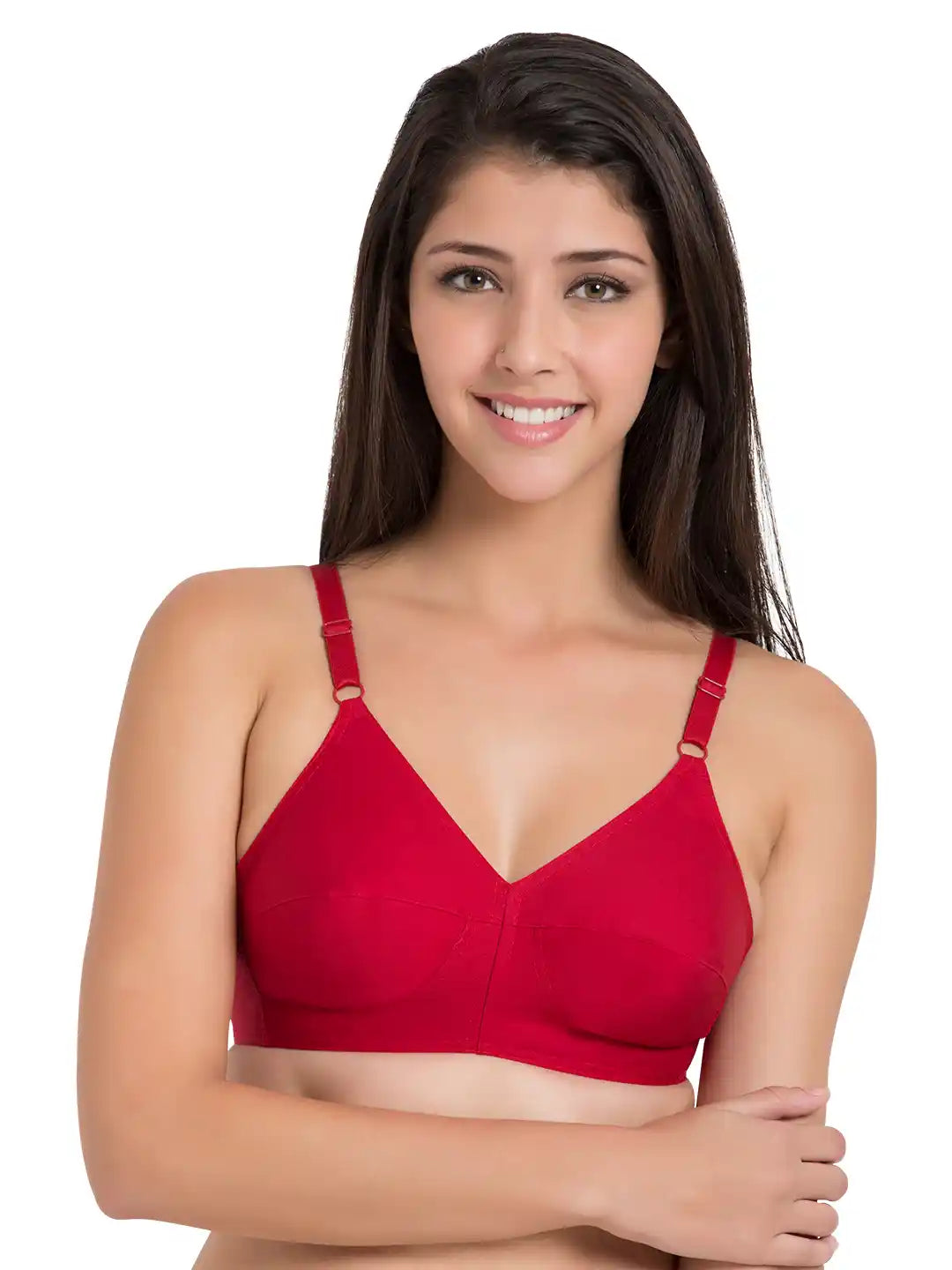 Sushme U Shaped Back - 100% Cotton Full Figure Bra - Minimizer - Non Padded - Full Coverage Wirefree Seamed Bra(Sushme LYCRA-RD)