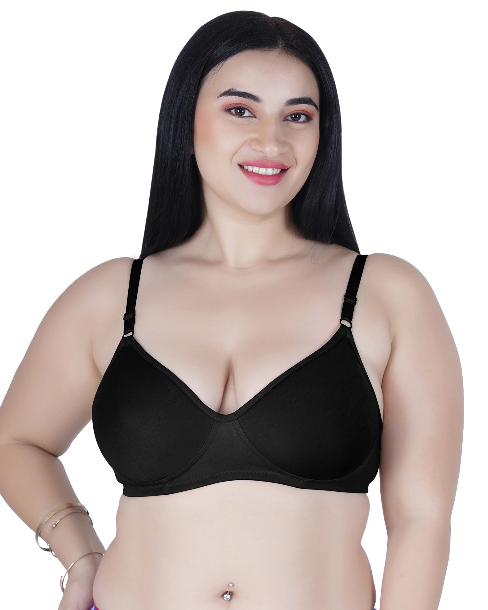 Sushme Lite Women's Medium Padded T-Shirt Bra | Full Coverage | Seamless Cotton Fabric | Wire-Free Comfort | Adjustable Straps | Everyday Casual Wear (Sushme-N 01)
