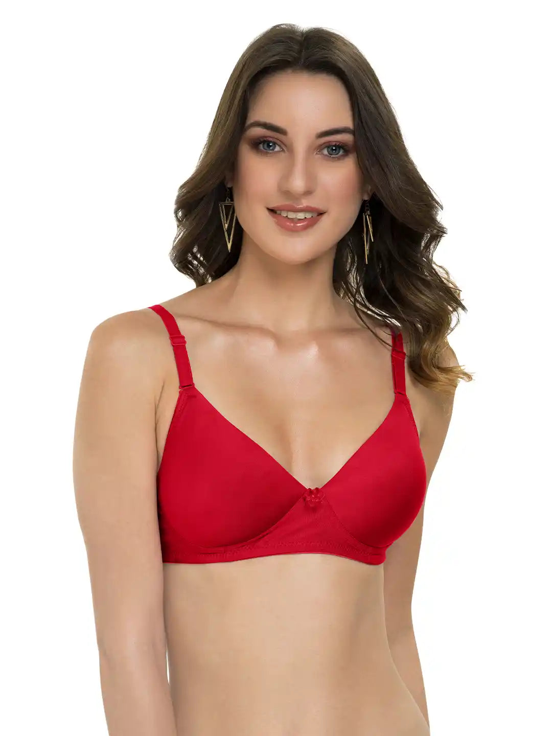 Sushme Lightly Padded Bra - Cotton Rich - Seamless, Full Coverage, Multiway Straps, Wirefree Everyday T-Shirt Bra (Sushme-1570-RD)