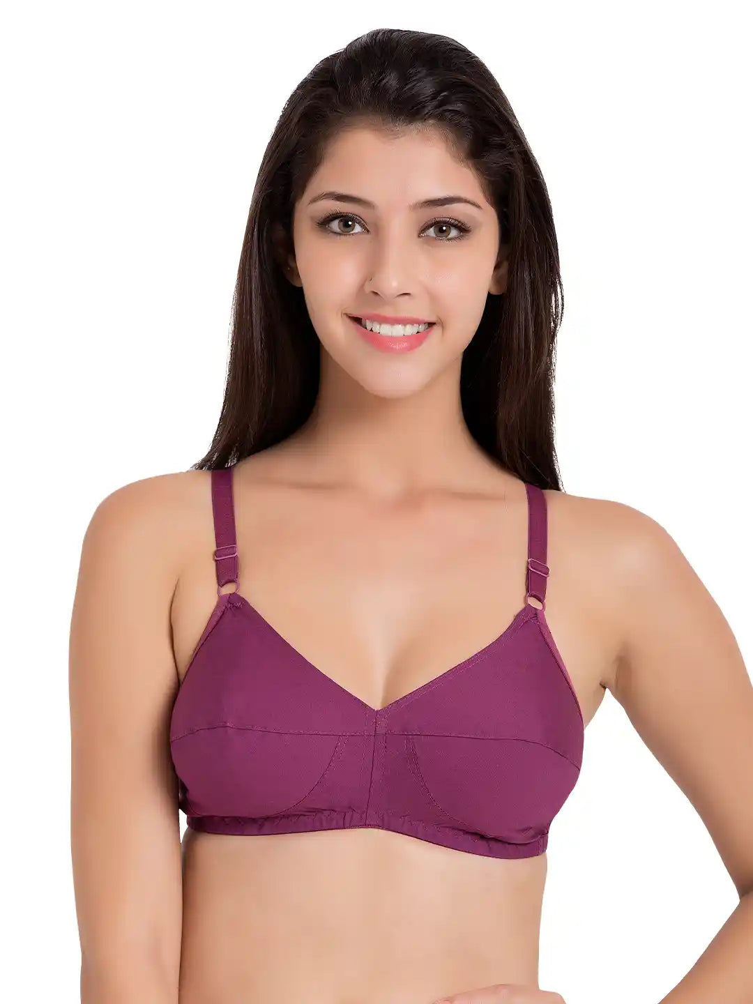 Sushme 100% Cotton Everyday Bra - Non-Padded - Minimizer - Full Coverage - Wireless, Regular Straps - Seamed Bra (Sushme 31-MG)