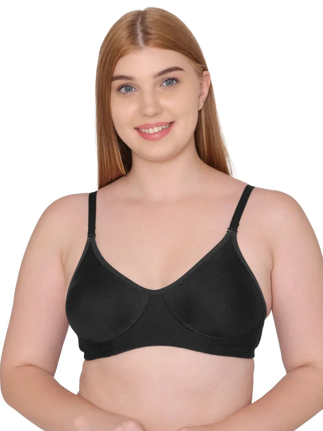 Sushme Non Padded Everyday Bra - Cotton Rich - Full Coverage, Wireless, Seamless, Multiway Straps - T-Shirt Bra (Sushme 83-BLK)