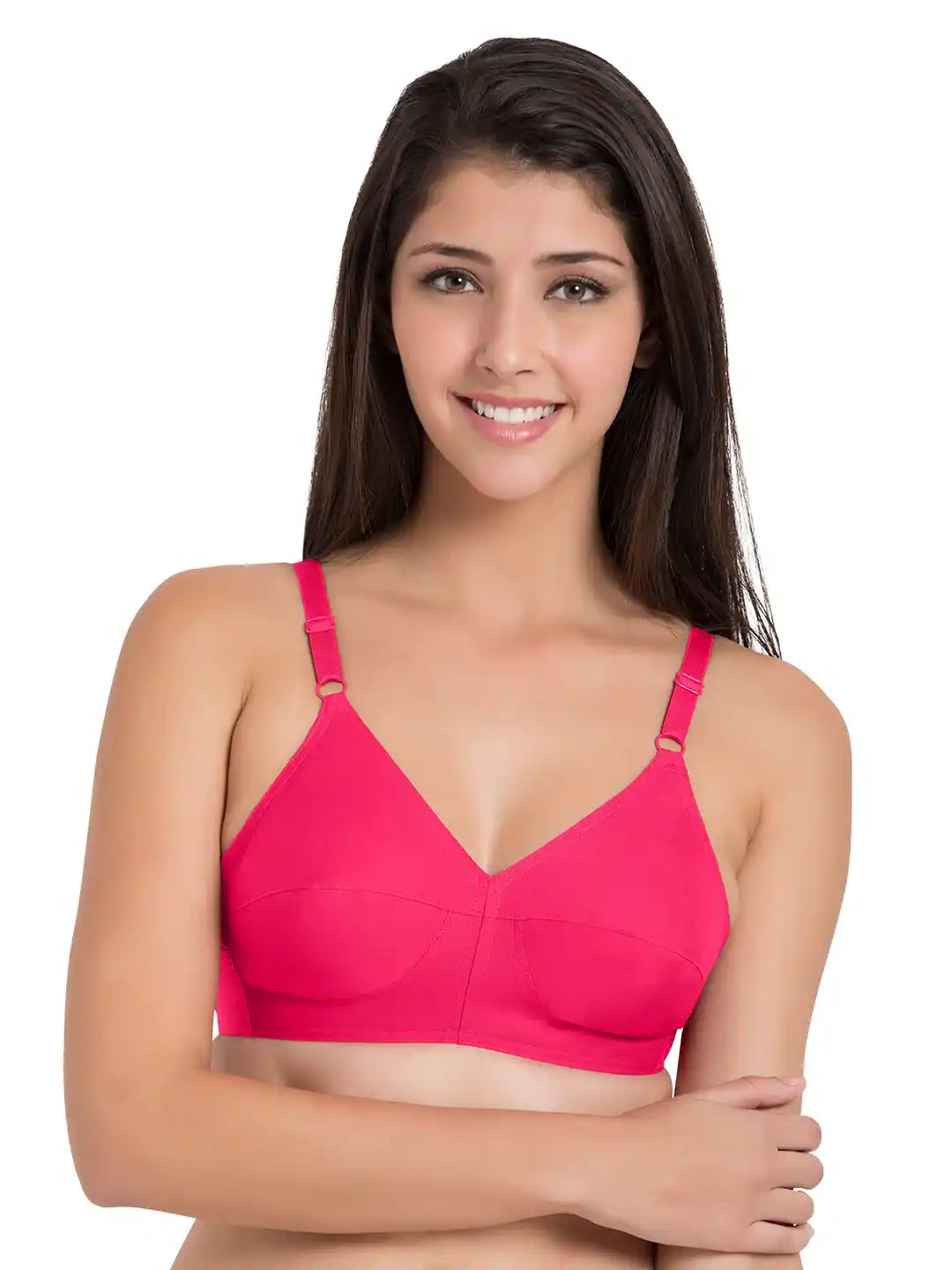 Sushme U Shaped Back - 100% Cotton Full Figure Bra - Minimizer - Non Padded - Full Coverage Wirefree Seamed Bra(Sushme LYCRA-DPK)