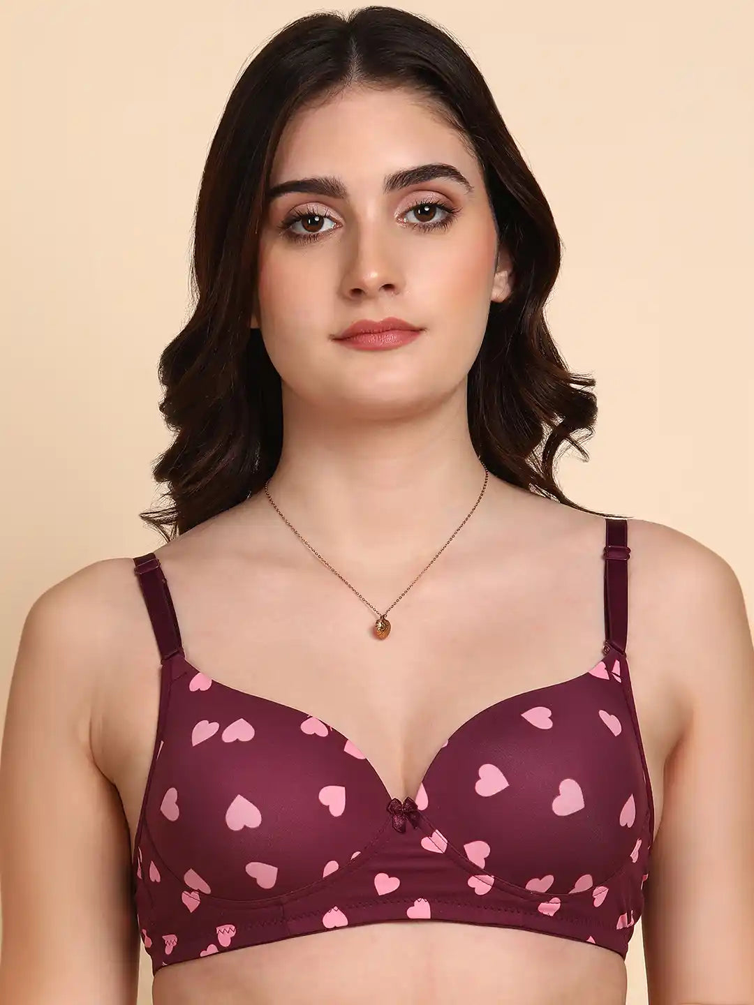 Sushme Medium Padded Cotton Rich Bra - Full Coverage, Seamless, Multiway Straps, Wirefree Everyday T-Shirt Bra (Sushme 15339-PRINTED)