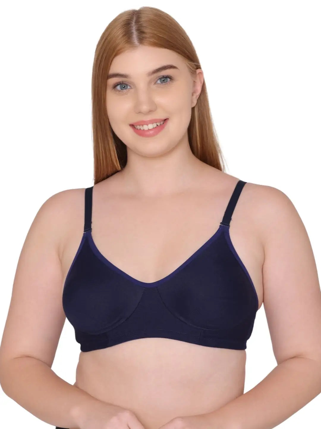 Sushme Non Padded Bra - Cotton Rich - Full Coverage, Wireless, Seamless, Multiway Straps - T-Shirt Bra (Sushme 91-NBLU)
