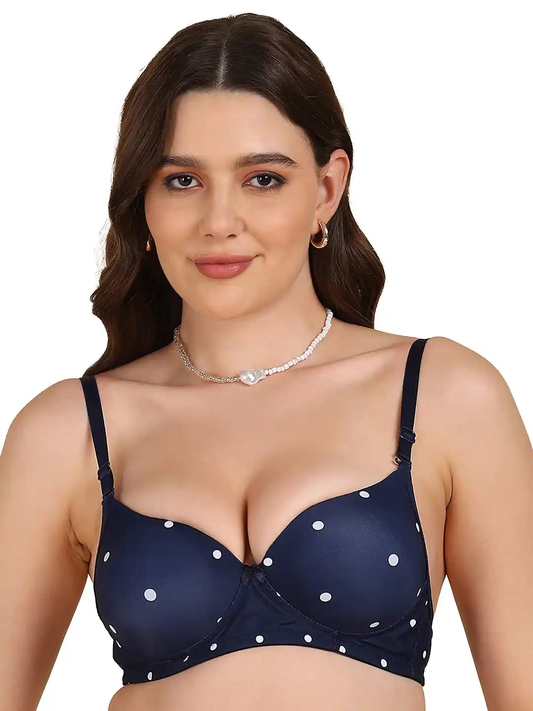 Sushme Medium Padded Cotton Rich Bra - Full Coverage, Seamless, Multiway Straps, Wirefree Everyday T-Shirt Bra (Sushme 15331-PRINTED)