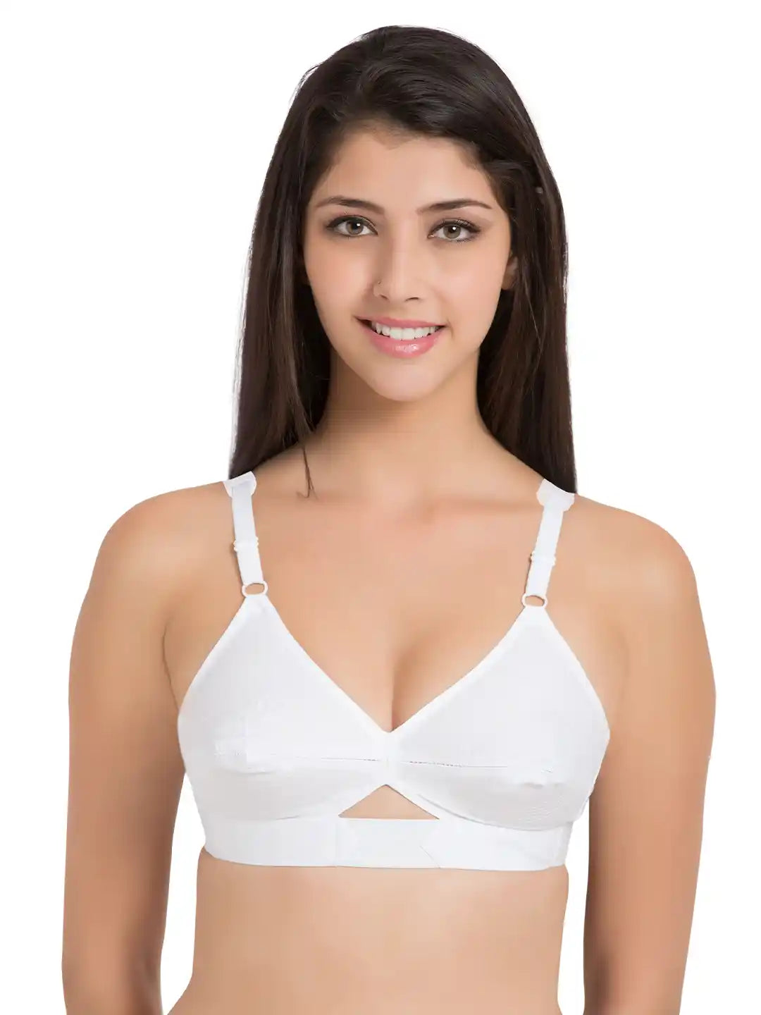 Sushme Minimiser - U Shaped Back - 100% Cotton with Cotton Straps - Non Padded - Full Coverage Wirefree Seamed Bra (Sushme COTTON-WH)