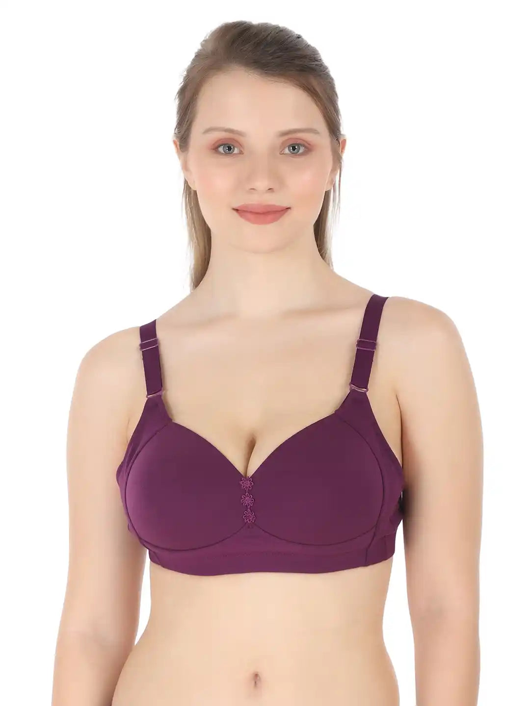 Sushme Minimiser Medium Padded Cotton Lycra Bra (Plus Size) - Triple Hook - Full Coverage - Wirefree - Seamless T-Shirt Bra (Sushme-LW-320-WIN)