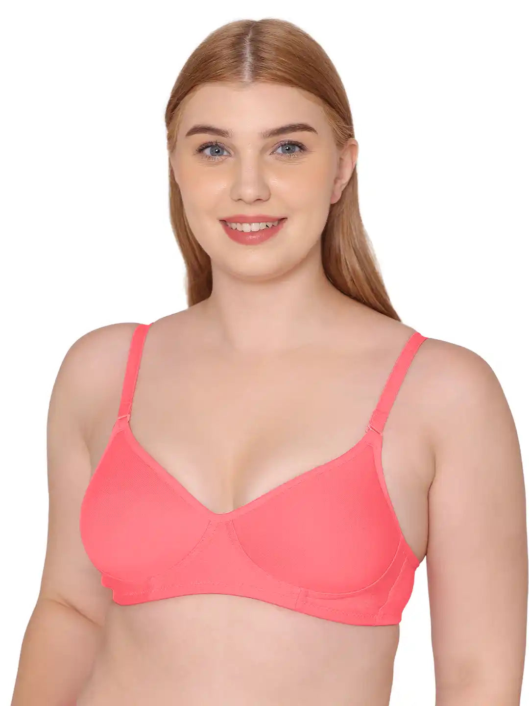 Sushme Lightly Padded Super Soft Bra - Cotton Rich - Full Coverage, Multiway Straps, Wireless, Seamless- T-Shirt Bra (Sushme 611-CRL)