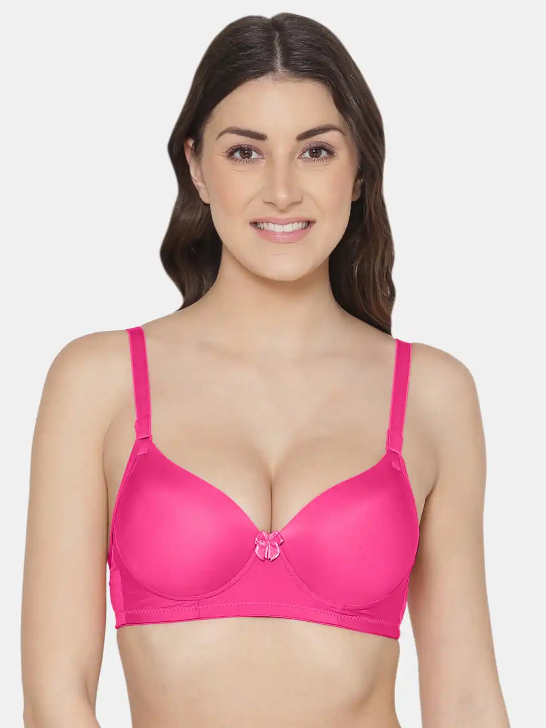 Sushme Women's Medium Padded Cotton Rich Bra - Seamless, Full Coverage, Single Hook, Cross Back T-Shirt Bra (Sushme-1035)