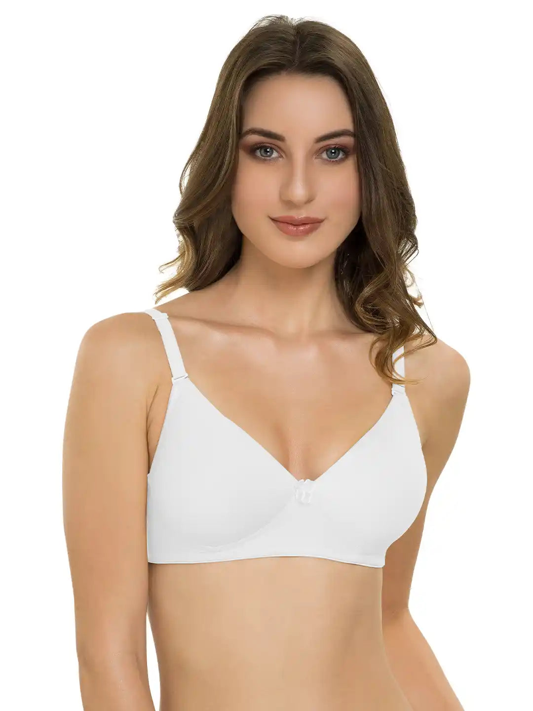 Sushme Heavily Padded Semi Push-Up Bra - Soft Polyamide Fabric - 3/4th Coverage, Wireless, Multiway Straps, Seamless - Everyday T-Shirt Bra (Sushme-199-WH)