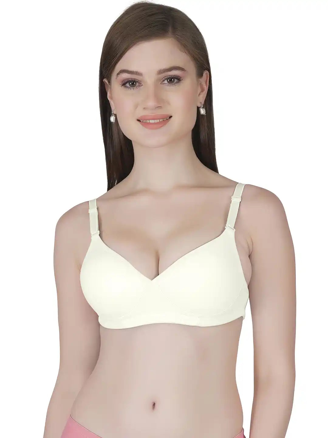 Sushme Transparent Lightly Padded Backless Bra - Cotton Rich - Seamless, Full Coverage, Multiway Straps - T-Shirt Bra (Sushme 516-OFFW)