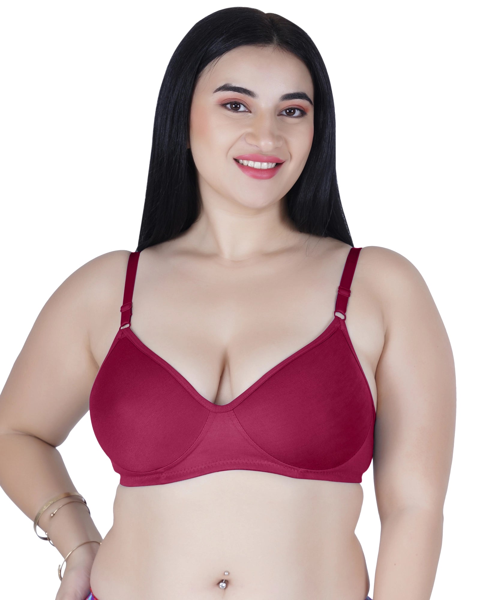 Sushme Lite Women's Medium Padded T-Shirt Bra | Full Coverage | Seamless Cotton Fabric | Wire-Free Comfort | Adjustable Straps | Everyday Casual Wear (Sushme-N 01)