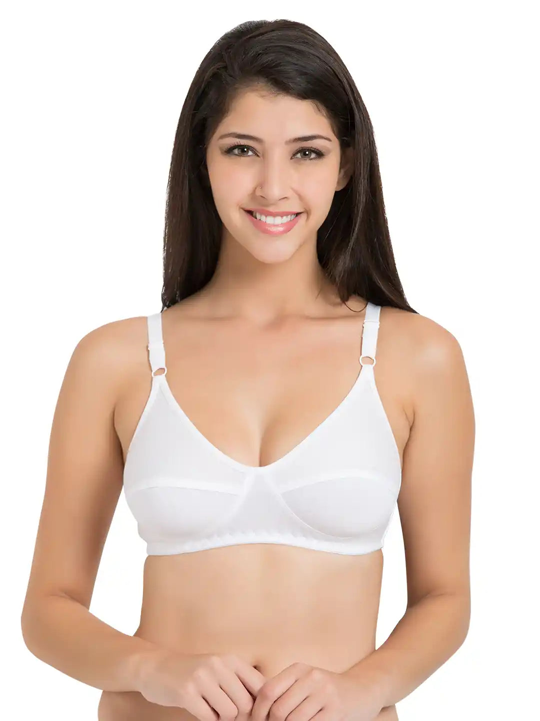 Sushme 100% Cotton Minimizer Bra - Non-Padded - Full Coverage - Regular Straps, Wireless - Seamed Bra (Sushme 35-WH)