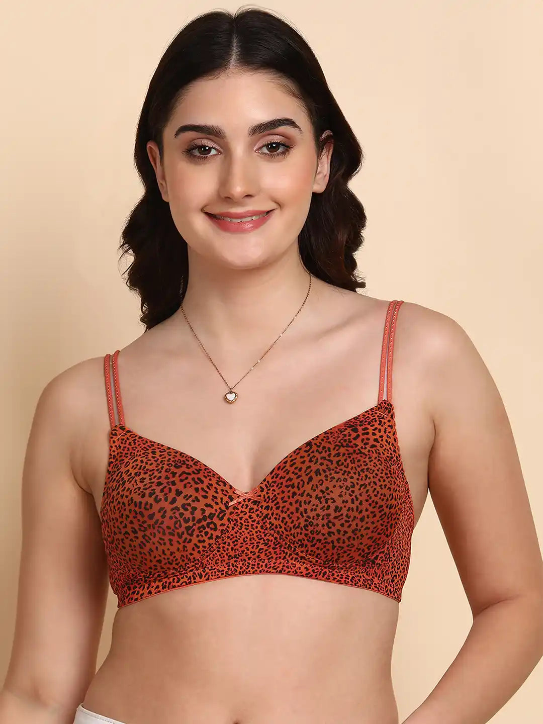 Sushme Backless Transparent Back Bra - Lightly Padded - Soft Polyamide Fabric - Seamless, Full Coverage, Multiway Straps - T-Shirt Bra (Sushme 19202-PRINTED)