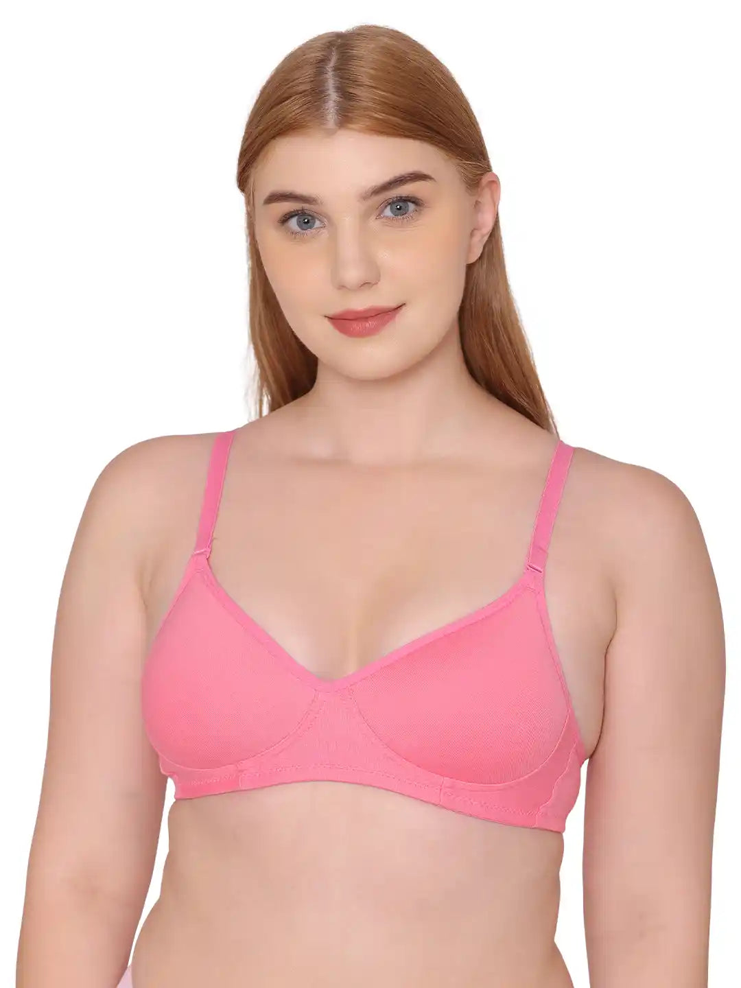 Sushme Lightly Padded Super Soft Bra - Cotton Rich - Full Coverage, Multiway Straps, Wireless, Seamless- T-Shirt Bra (Sushme 611-BPK)