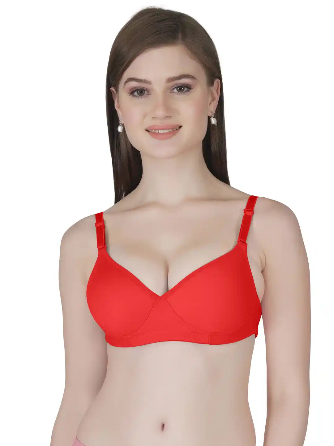 Sushme Transparent Lightly Padded Backless Bra - Cotton Rich - Seamless, Full Coverage, Multiway Straps - T-Shirt Bra (Sushme 516-RD)