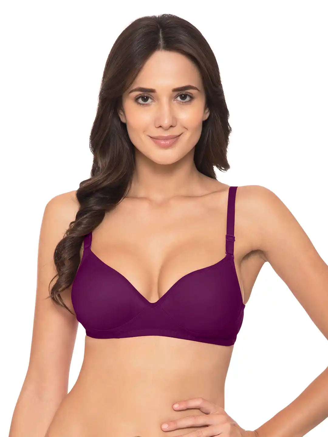 Sushme Heavily Padded Push-Up Bra - Cotton Rich - Balconette - 3/4th Coverage, Seamless, Wireless, Multiway Straps - T-Shirt Bra (Sushme 15-MG)