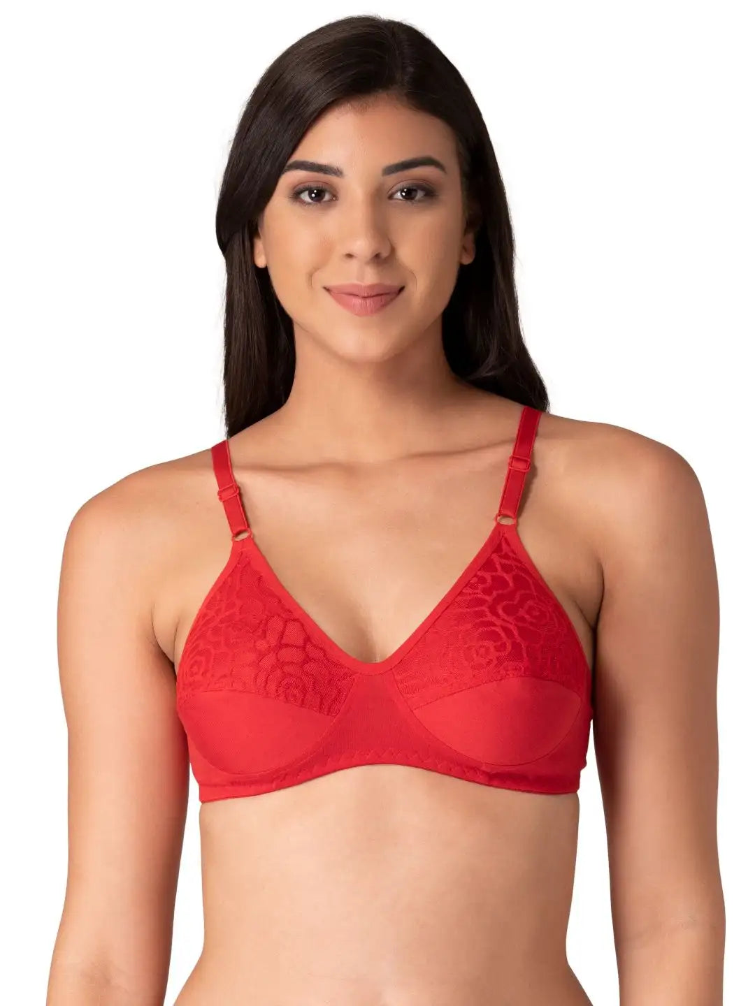 Sushme Bridal Pretty Lace Bra - Non-Padded - Cotton Rich - Full Coverage, Wireless, Seamed Bra (Sushme 8004)