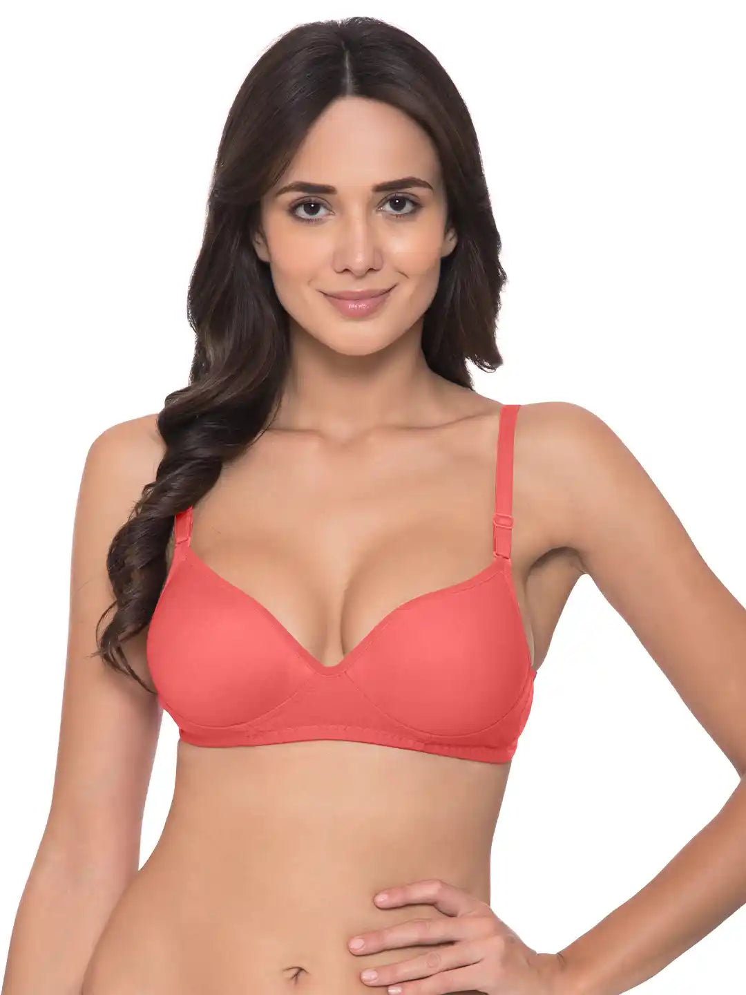 Sushme Heavily Padded Push-Up Bra - Cotton Rich - Balconette - 3/4th Coverage, Seamless, Wireless, Multiway Straps - T-Shirt Bra (Sushme 15-CRL)