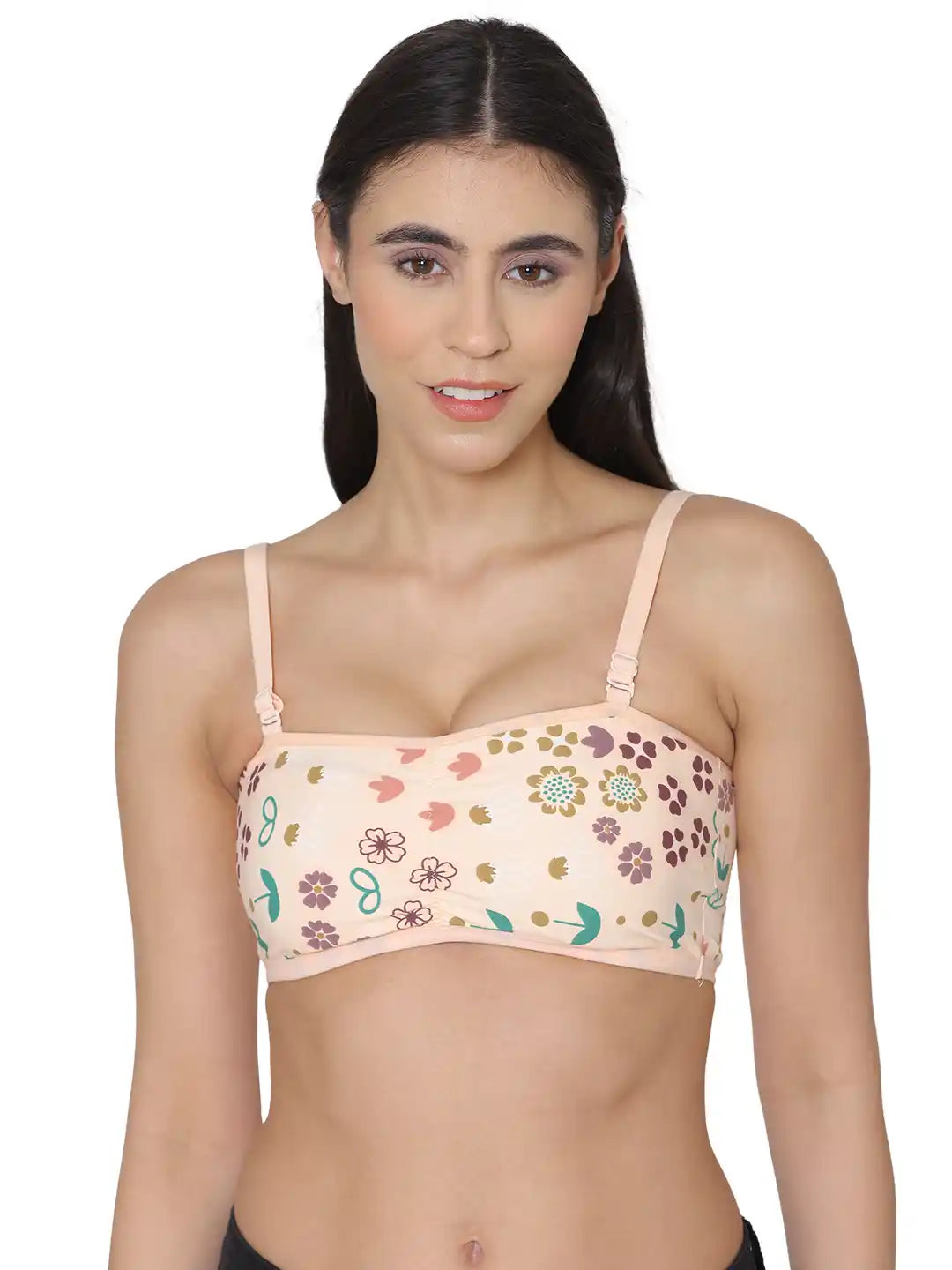 Sushme Minimiser Non Padded - 100% Cotton - U-Shaped Back - Full Coverage, Wirefree, Seamless T-Shirt Bra (Sushme TUBE BRA 279129-PRINTED)