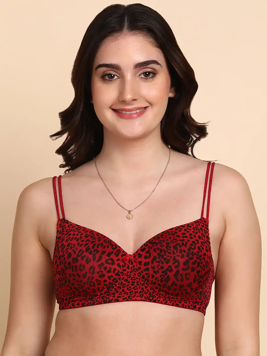 Sushme Backless Transparent Back Bra - Lightly Padded - Soft Polyamide Fabric - Seamless, Full Coverage, Multiway Straps - T-Shirt Bra (Sushme 19205-PRINTED)