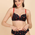 Sushme Heavily Padded Push-Up Bra - Soft Polyamide Fabric - Seamless, Wireless, 3/4th Coverage, Multiway Straps - Printed Bra Panty Set (Sushme Set 15505-PRINTED)