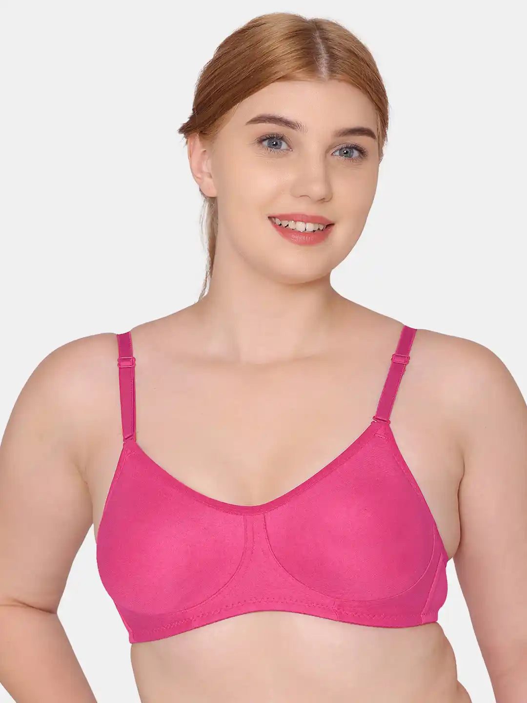 Sushme Non Padded Single Hook Bra - Cotton Rich Fabric - Full Coverage, Multiway Straps, Wirefree, Seamless T-Shirt Bra (Sushme-285-DPK)
