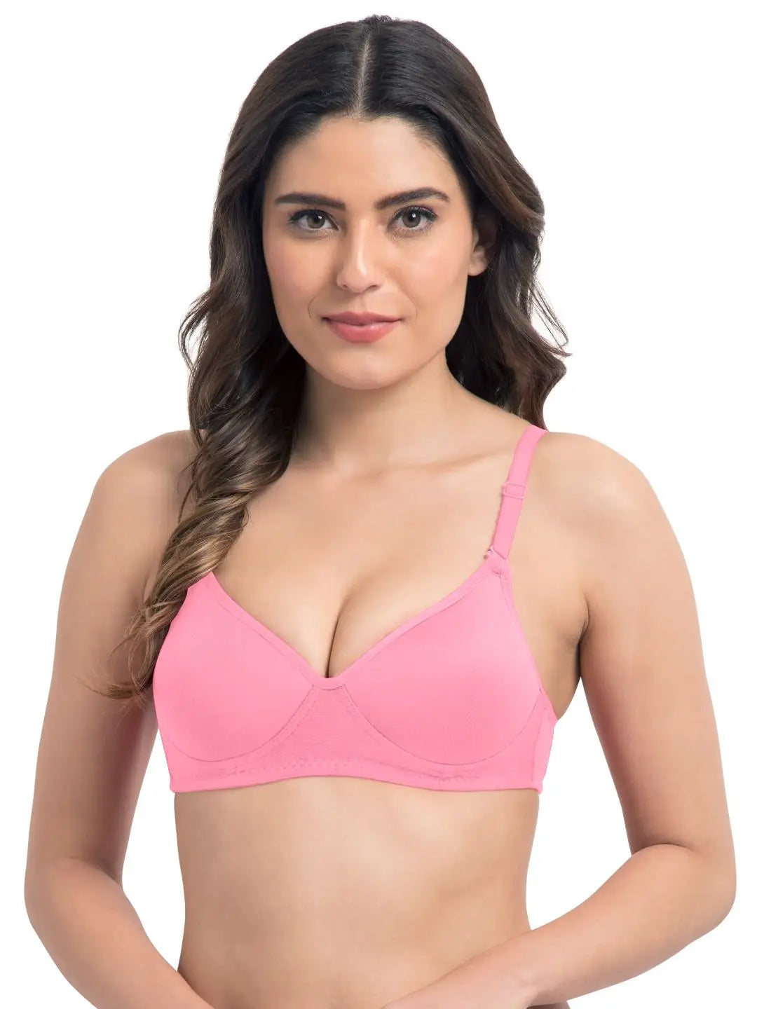Sushme Super Soft Medium Padded Bra - Cotton Rich - Full Coverage - Wirefree - Multiway Straps - Seamless T-shirt Bra (Sushme 5413-BPK)